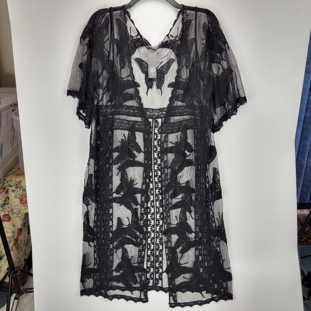 Vince Camuto Butterfly Fairy Whimsigoth Sheer Lace Duster Cardigan OS Witchy